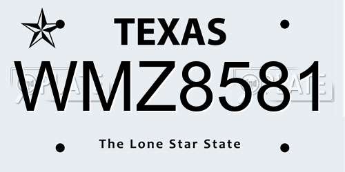 WMZ8581 Texas License Plate