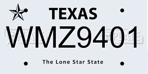 WMZ9401 Texas License Plate