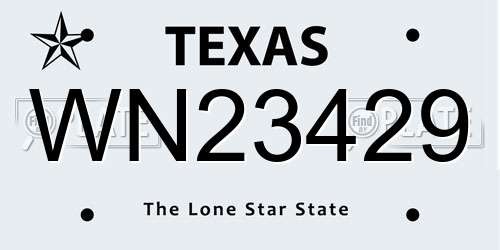 WN23429 Texas License Plate