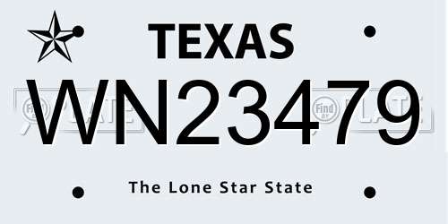 WN23479 Texas License Plate