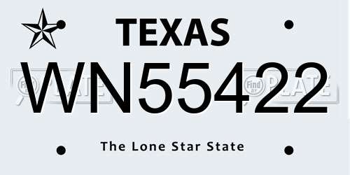 WN55422 Texas License Plate
