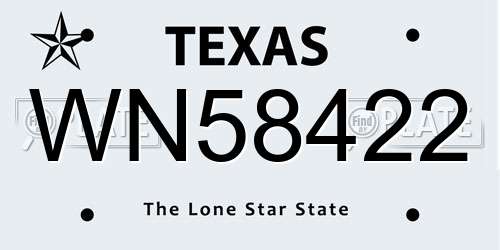 WN58422 Texas License Plate