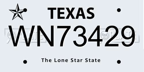 WN73429 Texas License Plate