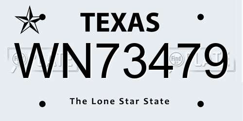 WN73479 Texas License Plate