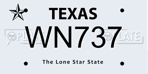 WN737 Texas License Plate