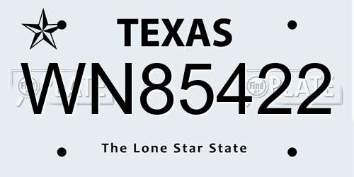 WN85422 Texas License Plate