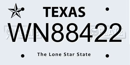 WN88422 Texas License Plate