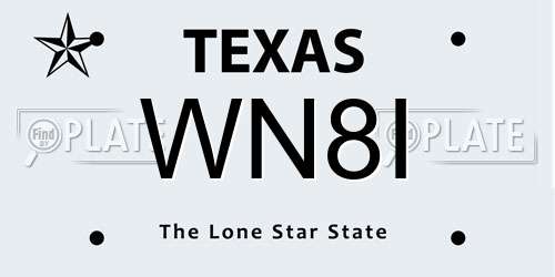 WN8I Texas License Plate