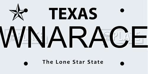 WNARACE Texas License Plate