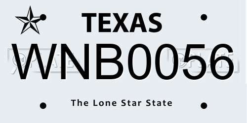 WNB0056 Texas License Plate