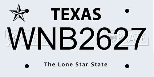 WNB2627 Texas License Plate