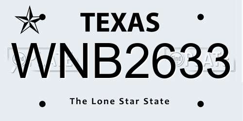 WNB2633 Texas License Plate