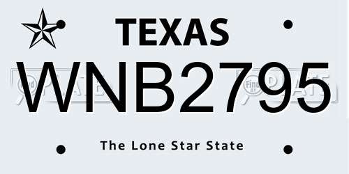 WNB2795 Texas License Plate