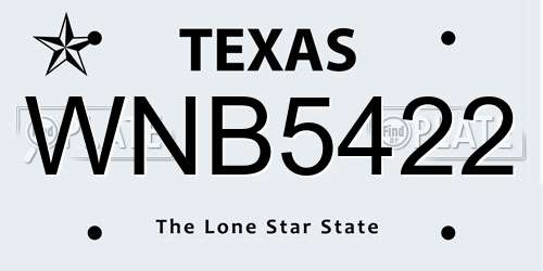 WNB5422 Texas License Plate