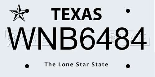 WNB6484 Texas License Plate