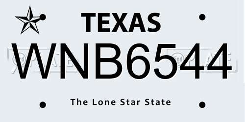 WNB6544 Texas License Plate