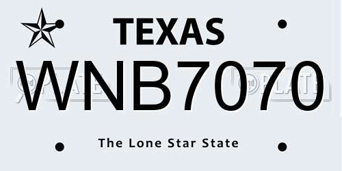 WNB7070 Texas License Plate