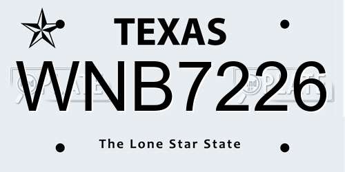 WNB7226 Texas License Plate