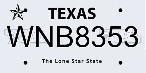 WNB8353 Texas License Plate