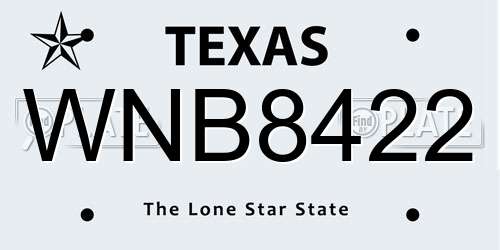 WNB8422 Texas License Plate