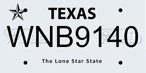 WNB9140 Texas License Plate