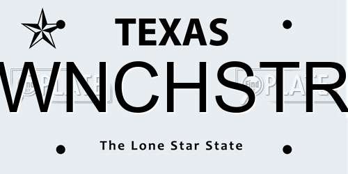 WNCHSTR Texas License Plate