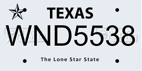 WND5538 Texas License Plate