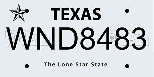 WND8483 Texas License Plate