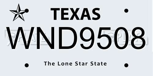 WND9508 Texas License Plate
