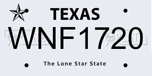 WNF1720 Texas License Plate