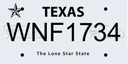 WNF1734 Texas License Plate