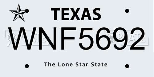 WNF5692 Texas License Plate