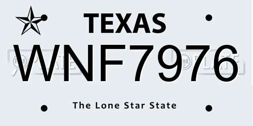 WNF7976 Texas License Plate