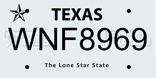 WNF8969 Texas License Plate