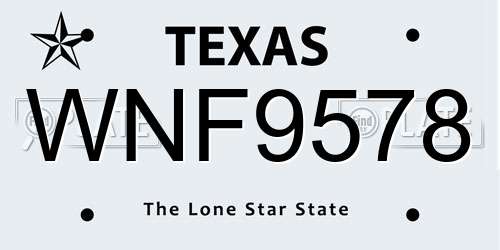 WNF9578 Texas License Plate