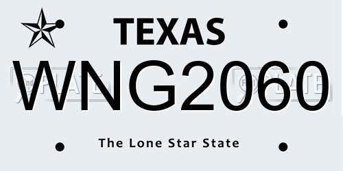 WNG2060 Texas License Plate