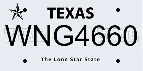 WNG4660 Texas License Plate