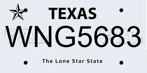 WNG5683 Texas License Plate