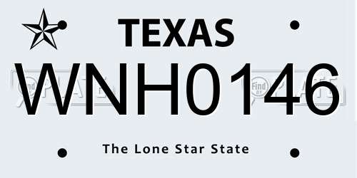 WNH0146 Texas License Plate