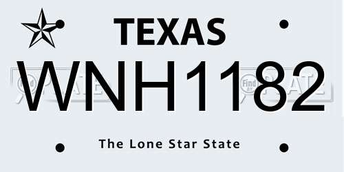 WNH1182 Texas License Plate