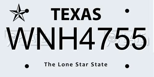 WNH4755 Texas License Plate