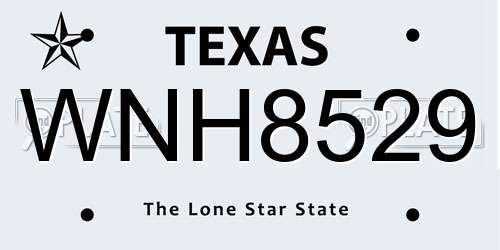WNH8529 Texas License Plate