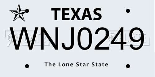 WNJ0249 Texas License Plate