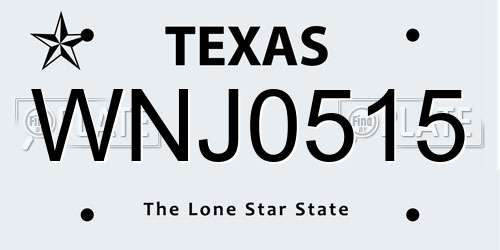 WNJ0515 Texas License Plate