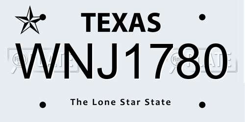 WNJ1780 Texas License Plate