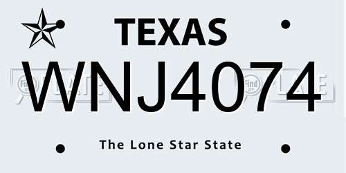 WNJ4074 Texas License Plate
