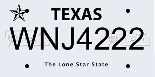 WNJ4222 Texas License Plate