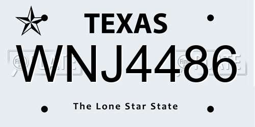 WNJ4486 Texas License Plate