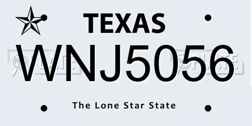 WNJ5056 Texas License Plate