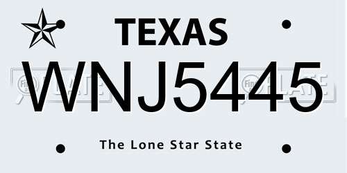 WNJ5445 Texas License Plate